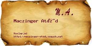 Maczinger Atád névjegykártya
